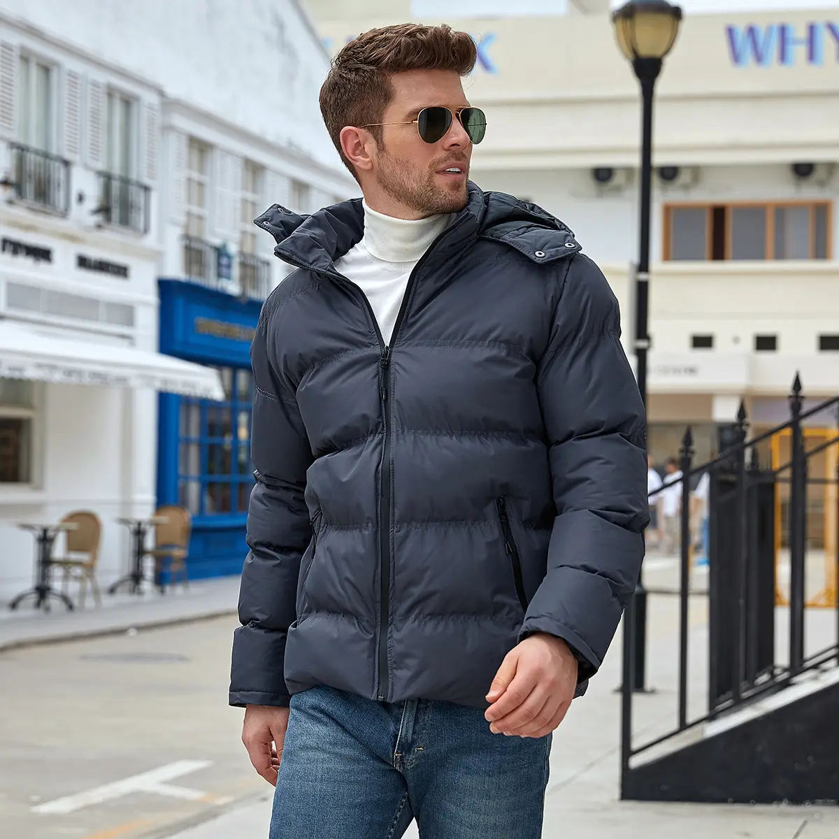 도매 패션 블랙 겨울 의류 디자이너 야외 코튼 코트 남성 양털 두꺼운 툴링 겨울 학생 재킷