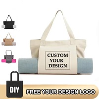 Sac fourre-tout en toile de coton écologique pour tapis de yoga, impression de logo personnalisé, grande capacité, sac à bandoulière pour la plage et la gym, vente en gros