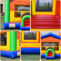Château gonflable Ceyu avec fenêtre en filet et entrée en arche conique pour location de fêtes d'enfants