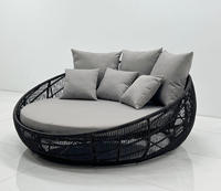 Lit de jardin d'extérieur en rotin, chaise longue de plage, lit rond pour piscine