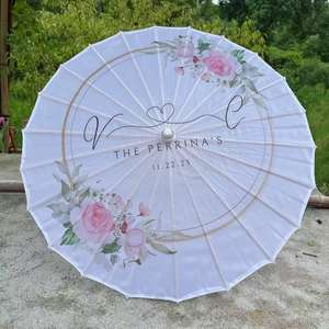 LS03 Ombrelle en Papier Blanc pour Adultes, Parapluie à Dessiner DIY pour Décorations <span class=keywords><strong>de</strong></span> Mariage, Ouverture Manuelle Facile, Accessoire Photo Populaire, Articles d'Artisanat - Product Image 6