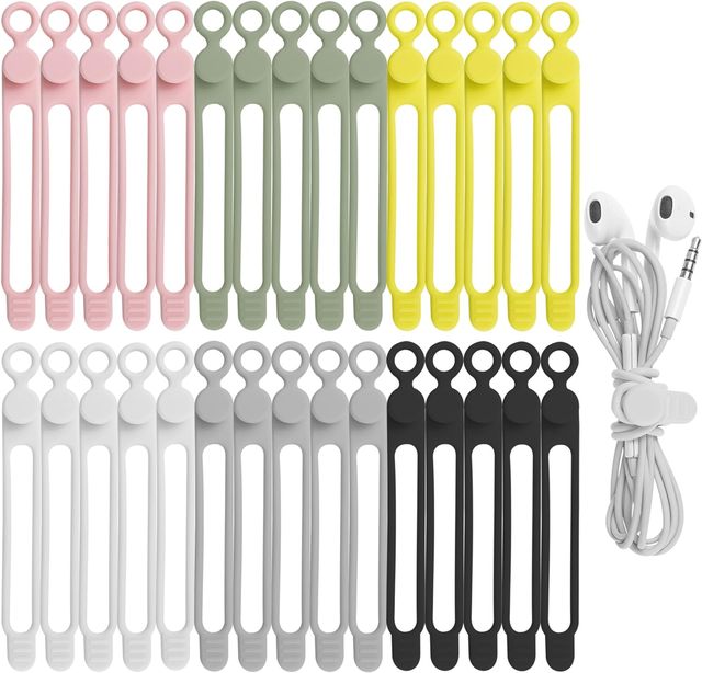 Silicone Cable Ties,Reusable Cable Management Organizer, Multipurpose Elastic Cord Organizer for Bundling and Fastening Cable