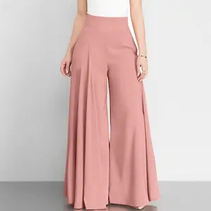 D&M fashion Women Elegant High Waist Wide Leg Pants Spring Vintage Flare Trousers Casual Solid Zipper pants women