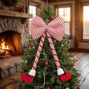 Adorno Grande para la Punta del Árbol de Navidad, Patas de Lazo, Botas de Elfo de Plástico Extra Grandes y Divertidas de 42 cm x 80 cm, Decoración Rústica Duradera - Product Image 2