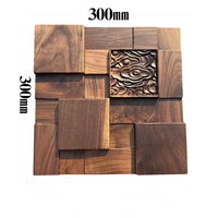 Panel dinding dekoratif lampu latar 3D Led mosaik padat Wallboard Relief HITAM Amerika Walnut kayu keras TV latar belakang Panel kayu