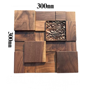 Panneau mural décoratif rétro-éclairé 3D Led mosaïque panneau mural solide Relief <span class=keywords><strong>noyer</strong></span> noir américain <span class=keywords><strong>bois</strong></span> dur TV fond panneaux de <span class=keywords><strong>bois</strong></span> - Product Image 4