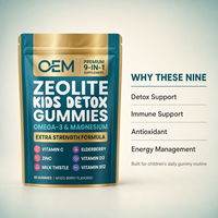Formule de Gommes de Zeolite 9-en-1 pour Enfants avec Zeolite, Oméga-3, Magnésium, Vitamine C, D3, B12, Zinc, Chardon-Marie et Sureau