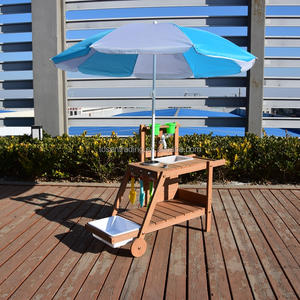 Conjunto de cocina para exteriores de madera maciza con fregadero, almacenamiento y sombrilla desmontable, regalo para niños, para el patio trasero - Product Image 1