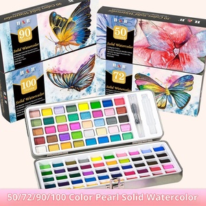 Ensemble de peinture à l'<span class=keywords><strong>aquarelle</strong></span> solide H&B 50/72/90/100 couleurs pour papier et toile, best-seller - Product Image 4