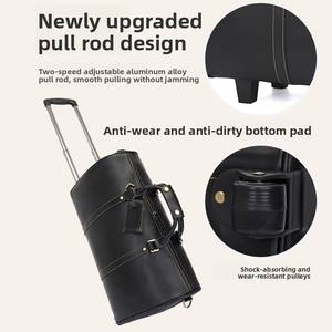 Sac de voyage en cuir véritable à roulettes grande capacité pour homme - Product Image 4