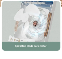Ventilateur brumisateur portable avec 5 buses, humidificateur d'air USB Type-C avec 3 vitesses/minuterie, ventilateur de bureau portable