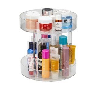 Glamdisplay Acrylic Makeup Cosmetic Perfume 360 Rotating Organizer Storage Vanity Holder in Countertop Bathroom Dresser Stand