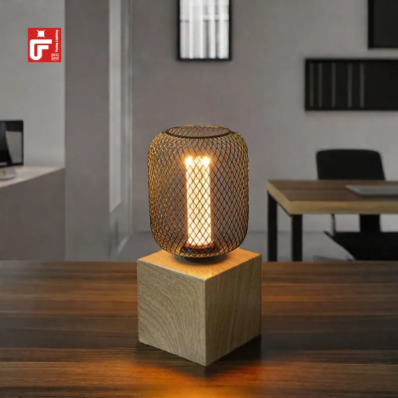 Bắc Âu gỗ cơ sở Đèn bàn LED tối giản bàn đèn Cube gỗ ánh sáng ban đêm Đèn đọc sách ánh sáng