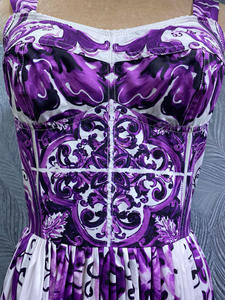 2025 estate elegante abito viola con stampa floreale XXL Maxi abito 100% in cotone da donna con spalline sottili eco-friendly grande Swing da sera - Product Image 6