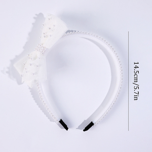 Diadema <span class=keywords><strong>de</strong></span> Organza con Lazo y Perlas Blancas, Diadema con Dientes para Niñas, Estilo Princesa - Product Image 3