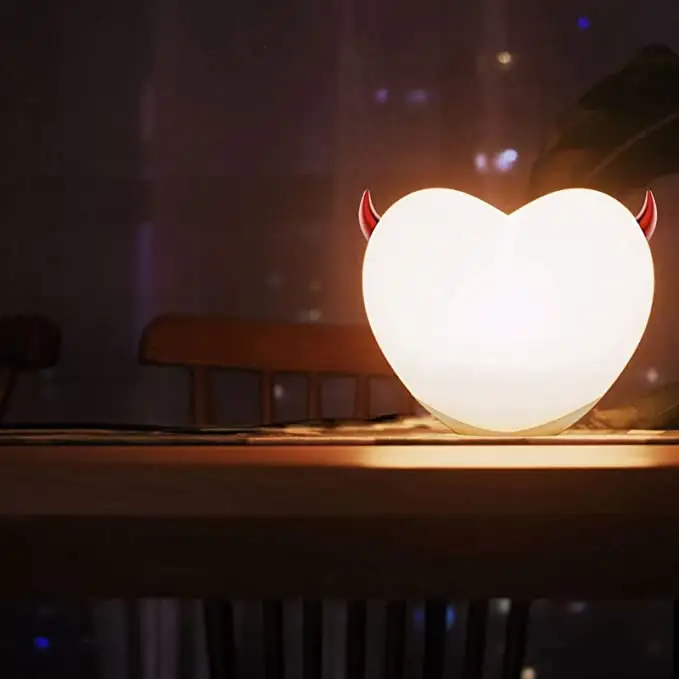 Hartlamp Engelenvleugels Nachtlampjes Touch Sensor Led 7 Kleuren Veranderende Draagbare Oplaadbare Squishy Siliconen Nachtkastlampen