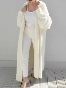 Manteau d'hiver personnalisé en vison uni <span class=keywords><strong>mi</strong></span>-<span class=keywords><strong>long</strong></span>, ample, à manches longues, grande taille, <span class=keywords><strong>cardigan</strong></span> tricoté <span class=keywords><strong>mi</strong></span>-<span class=keywords><strong>long</strong></span>, pull pour <span class=keywords><strong>femme</strong></span> - Product Image 4