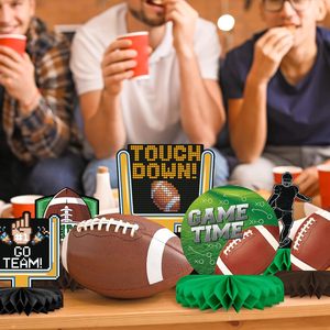 Nouveaux ornements en nid d'abeille sur le thème du football américain, décoration de fête sportive américaine, vaisselle pour fournitures de fête - Product Image 5