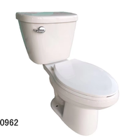 Gaya kesederhanaan Modern putih keramik Siphonic sanitasi dua potong Toilet kancing tunggal Flush untuk Hotel kamar cuci pabrik langsung