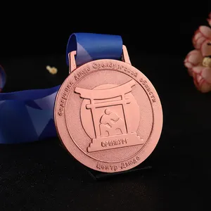 リボン付きカスタム金属金銀銅亜鉛賞柔術メダル