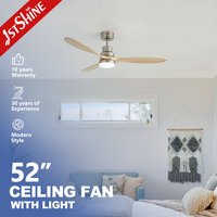 Ventilateur de plafond professionnel 1stshine avec lumière, pales en bois massif, télécommande, durable, décoration intérieure, excellent vendeur, directement de l'usine