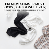 Chaussettes transparentes en maille scintillante vintage pour femmes - Chaussettes mi-mollet ultra-fines côtelées transparentes avec bordure à volants et accents brillants