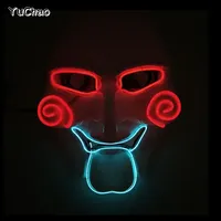 Masque LED Cercle Style Visage Halloween Horror Party Cosplay Ball Masquerade Effrayant Luminescent Décoration Masque Plastique