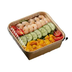 SM7-SL1320 Ramah Lingkungan Food Grade Paket Kertas Coklat Takeaway Kraft Bakery/Makanan // Kotak Buah Nampan Wadah Salad dengan PE Tunggal