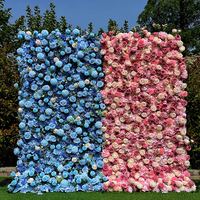 MoKtong Rosa und Weiße Blumenwand 3D mit Ineinandergreifenden Seidenrosen und Hortensien für Babyparty Geschlechtsoffenbarung Partydekoration