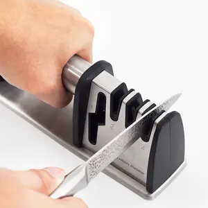 Afiladores de tijeras para cuchillos de cocina, sistema de afilado 4 en 1, Manual, Con Base antideslizante