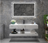 Meuble mural de luxe de haute qualité avec lavabo et poignée, meuble-lavabo moderne pour salle de bain avec robinet et miroir