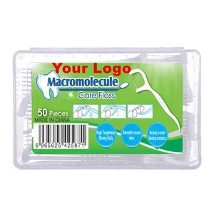 Private Label OEM Ihr Logo Groß packung Mundpflege Nicht biologisch abbaubare tragbare Mini-Zähne kleben Zahnseide Picks Zahnseide