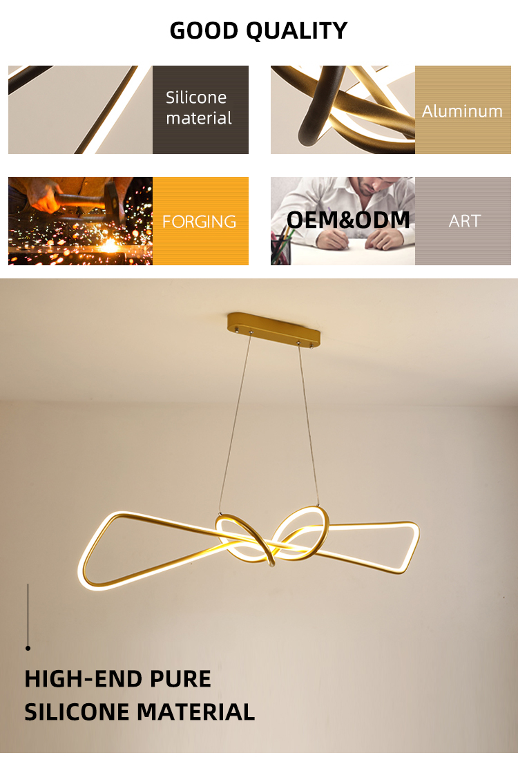 China Supplier Modern Interior Gold Silicone Aluminum Led Chandelier Pendant Lighting