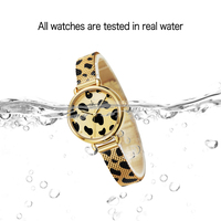 Jam Tangan Wanita Logo Kustom Quartz Motif Leopard Cow Print Dial Tali Mesh Stainless Steel Casing Ultra Tipis Bahan Alloy Jam Tangan Wanita