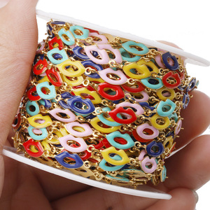 โซ่เคลือบสีสำหรับทำเครื่องประดับ DIY รูปทรงต่างๆ ทำจากสแตนเลส เหมาะสำหรับทำสร้อยข้อมือ รุ่น H1306 - Product Image 4
