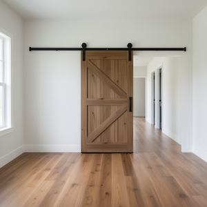 Kit de Herrajes para Puerta Corredera de Granero, 8 Pies, Puertas Dobles, Tipo J, Polea Suave y Silenciosa, Estilo Rústico Interior - Product Image 3