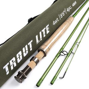 Canne à pêche à la mouche en carbone vert de haute qualité avec sac seau 3 #4 #5 # canne à pêche à la mouche à action rapide 4 sections canne à <span class=keywords><strong>truite</strong></span> d'eau douce - Product Image 1