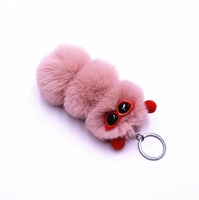 Nouveau porte-clés lumineux en peluche douce en forme de chenille mignonne, couleur bonbon, accessoires de voiture