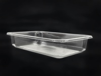 Barquette alimentaire rectangulaire transparente personnalisable en plastique recyclable de 16, 24 et 32 oz avec couvercle pour sushis et jus
