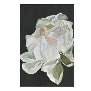 Pôster moderno de flor de peônia marrom branco, arte de parede, pintura em tela para sala de estar, hotel, spa, salão de baile, desenho em tela