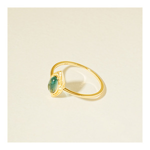 Entrega rápida S925 Anillo de alivio exquisito de plata Anillo de gota de agua de peridoto Topa azul - Product Image 4