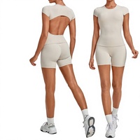 Shorts de yoga solides, ajustés, avec panneau invisible, anti-transpiration, taille élastique mi-haute, ensemble deux pièces en Spandex/Nylon 3098+8047