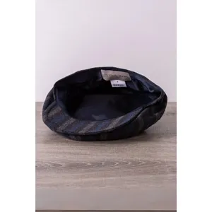 Casquette 8 panneaux bleu/gris - Laine rayée, Automne Hiver - Product Image 3