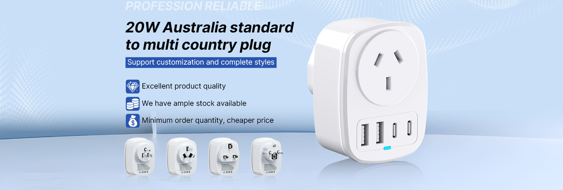 HONPNK AU901UK-2A2C18 18W PC Fireproof Material Universal Plug Socket for Australia New Zealand China Travel Adapter