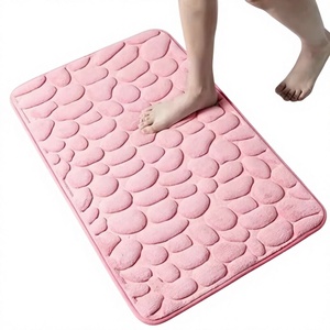Tapis de bain rose gaufré antidérapant en mousse à mémoire de forme et velours pour la maison et l'hôtel - Product Image 1