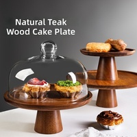 Support à gâteau rotatif en bois d'acacia de qualité supérieure - Plateau de présentation moderne pour desserts, idéal pour boulangerie, hôtel, restaurant, buffet, décoration