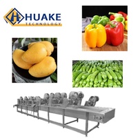 Industriële continue bubbelwasmachine, volautomatische reinigingsapparatuur voor bladgroenten, fruit en bessen