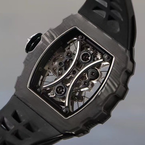 Montre mécanique de style moderne, bracelet en caoutchouc noir classique, tourbillon, étanche 50 BAR, montre sport pour homme 5301. - Product Image 3