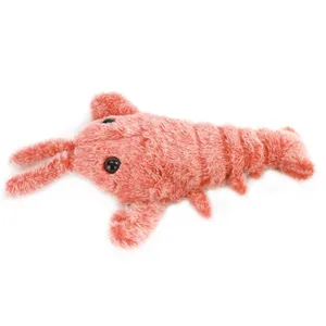 Wholesale Stuffed Animal Jumping Shrimp Toy Customized Cute Lobster Plush Chewing Interactive Pet Plush Toy