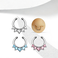 Faux piercing de septum en cristal, anneau de nez à clipser, sans perçage, bijoux de corps en gros pour les fêtes